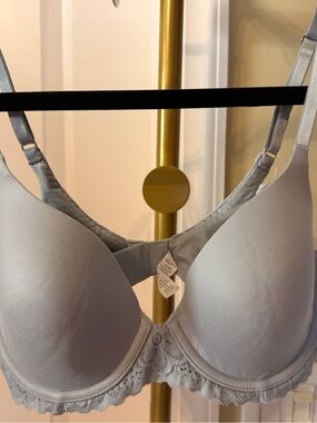 aerie Light Gray Lace-Trim Full Coverage Bra